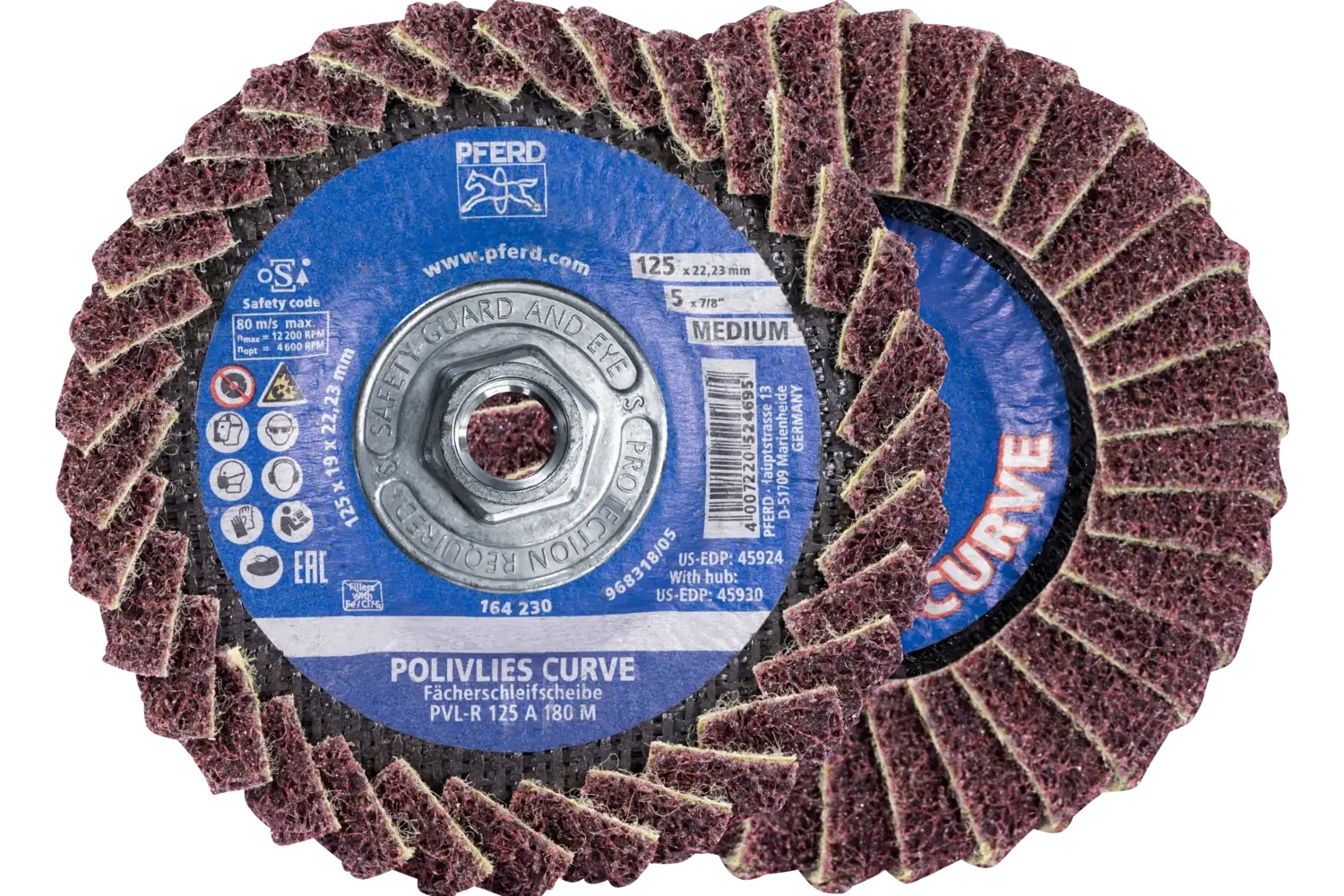 Picture of Pferd Flap Disc, PVL-R, Polivlies® Curve, 5" x 5/8-11, Medium, Aluminum oxide